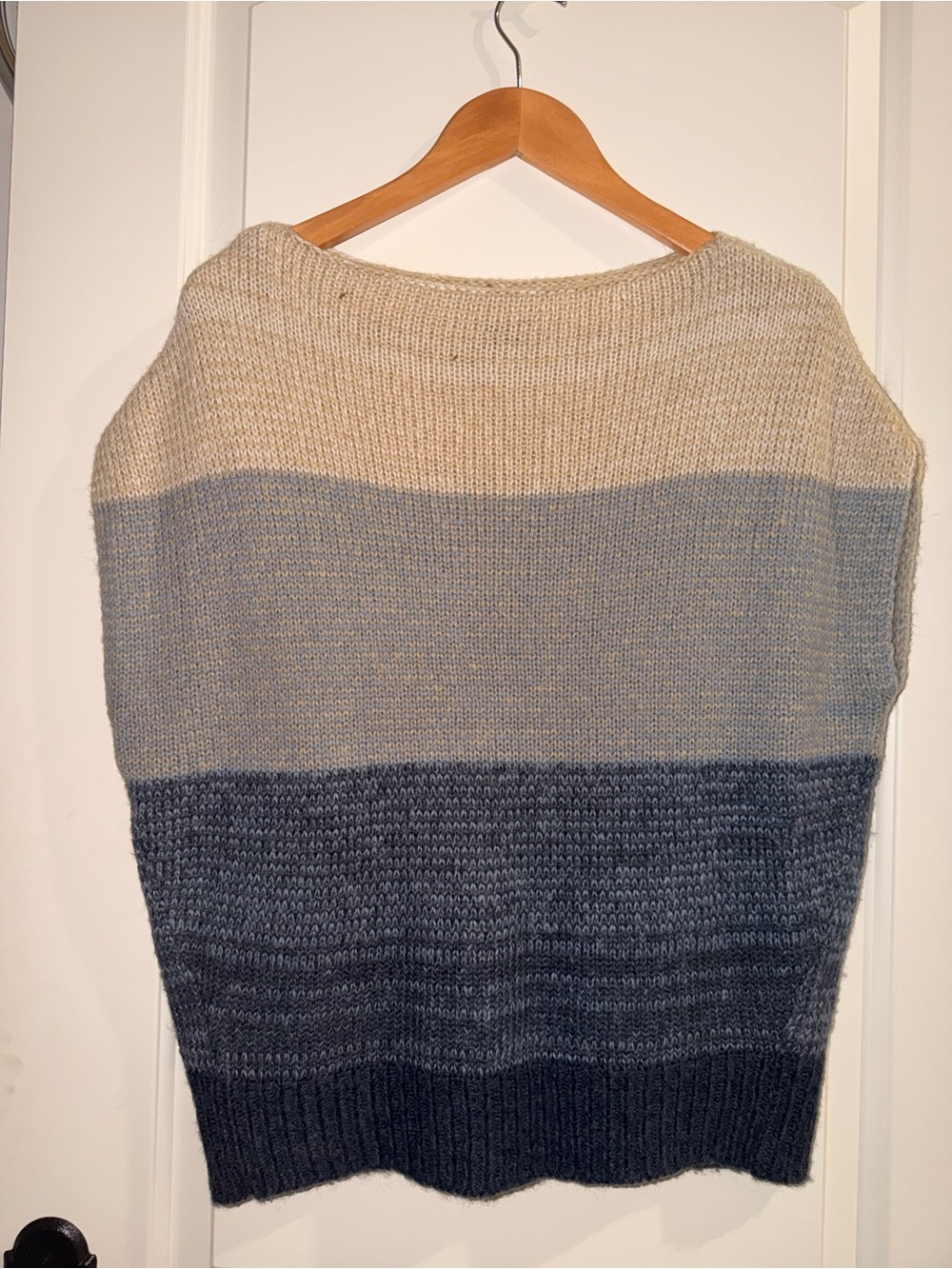 Ann Taylor Colorblock Knit Sweater - Cream, Light Gray & Charcoal